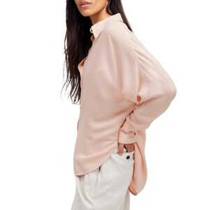 MADEWELL New Heathered Flannel Dolman Button Down Pale Pink Long Sleeve Sz Large